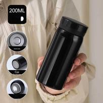 200 ml Mini termosinis buteliukas Kavos puodelis Nerūdijančio plieno izoliuotas puodelis Nešiojamas termoso puodelis Kelioninis vandens buteliukas Arbatos puodelis juoda