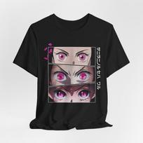 Nezuko Kamado Pink Eyes Unisex Tshirt  Unisexga Panels Japanese Text Tee S
