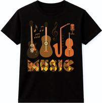 Music T-Shirt Guitar Saxophone Violin Microphone Graphic Band Lover Tee XXL