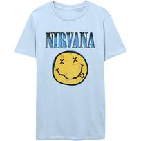 Nirvana Unisex Tshirt Xerox Happy Face Blue S