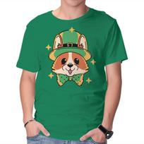 Unisex Crew Neck T-Shirt Lucky Corgi Graphic Short Sleeve Casual Tee XXXL