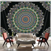 Bohemian Mandala Tapestry Hippie Tapestries Psychedelic Green Peacock Boho Wall Hanging For Bedroom Living Room Tablecloth 70x100CM
