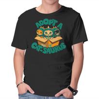 Unisex Crew Neck T-Shirt Adopt A Catsaurus Graphic Short Sleeve Casual Tee XS