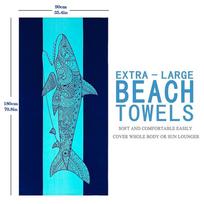 Shark Turtle Printed Beach Towel Seaside Travel Portable Absorbent Quick-Drying Towel Sand Microfiber Bath Towel 90x180m