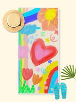 Rainbow Heart Graffiti Beach Towel-High Quality Microfiber, Quick Drying, Super Absorbent-Beach And Pool Options-Art Bath Towels 40x60cm