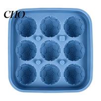 Easy Clean Silicone Mold Soccer Ball Ice Cube Tray, World Mug Shape for Shaped Soap Freezer & Oven, Release Non-Stick BPA-Free Chocolate Jelly Candy 9Grid mėlyna