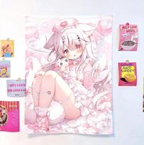 Kawaii Galgame Girl Wall Tapestry For Dorm Bedroom Decoration Wall Art Background Cloth For Room Atmosphere Decor 40X60CM