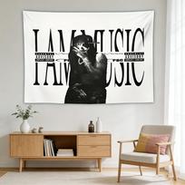 Playboi Carti  I Am Music  Album Tapestry, Tracklist Wall Hanging, Beige/Brown Decor For Bedroom, Dorm & Hip Hop Fans Gift 40X60CM black