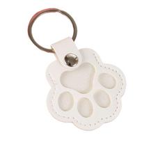 Pet Hair Keepsake Keychain PU Cat Paw Keychain Cute Paw-Shaped Memorial Charm for Keyrings Bags and Personal Mementos balta