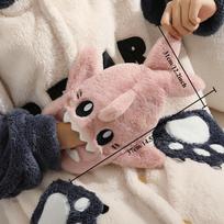1000ml Cartoon Plush Hot Water Bottle, Explosion-Proof Warm Hand Bag, Winter Warm Belly Bag for Daily Use rožinė
