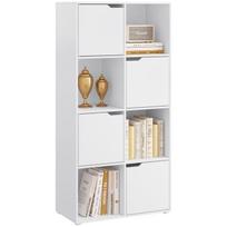 WOLTU Bookshelf Shelf, Storage Furniture, 8 Storage Cubes, 4 Doors, in Engineered Wood, 60x30x120cm, White W0ATT0296