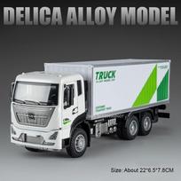 1:32 Container Waste Soil Transport Trucks Models Cars Toy Alloy Diecast Doors Opened Pull Back Rubber Tires Educational Vehicle