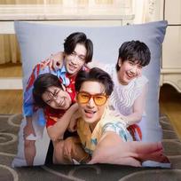Jeffbarcode Bbbuild Poster Picture Double-Sided Printed Pillowcase Thai Tv Kinnporsche The Series Drama Stills Car Cushion Cover Peach skin 18*18(CM)-1Pcs