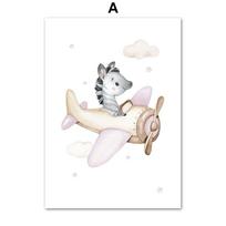 Skraidantys gyvūnai Lėktuvas karšto oro balionas dirižablis Darželis Sienos Menas Drobė Tapyba Šiaurės šalių plakatais ir spaudiniais Merginos kambario namų dekoras A4 21X30cm No Framed white