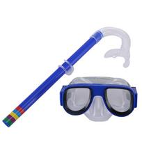 Swimming Dry Tube Snorkel Mask Set Kids Diving Goggles Scuba Diving Mask Children Snorkeling Gear mėlyna