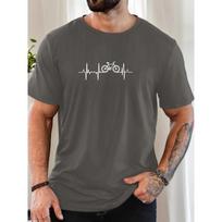 Men's Bicycle Heartbeat Pattern Summer Casual Crew Neck Short T-shirt - Men's Summer Cotton Graphic Tee S įvairiaspalvis
