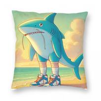 Tralalero Tralala Italian Brainrot Meme Pillowcase Printing Cushion Cover Gift Throw Pillow Case Cover Home Zippered 45X45Cm Peach skin 18*18(CM)-1Pcs