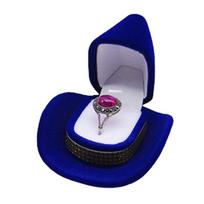 Vintage Western Cowboy Hat Ring Box Flocked Creative Ring Box Jewelry Storage Boxes  Wedding mėlyna