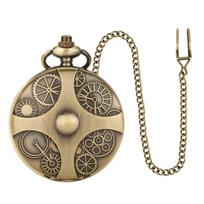 A52E Unique Pocket Watch Case with 7pcs/set Metal Polyhedral Dices Pendant Chain