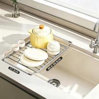 Stainless Steel Expandable Over Sink Dish Drying Rack Rustproof For Kitchen Dish Fruit Vegetable Draining A1