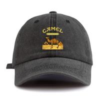 1pc Camel Print Washed Baseball Cap for Adults,  Minimalist Retro Style Casual Soft Adjustable Dad Hat, Perfect As Gift 1pc
