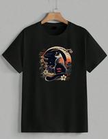 Japanese Ukiyo-e Cat Cherry Blossom Fuji Mountain Art Graphic T-Shirt Unisex XXXL