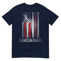 Retro Cincinnati American Flag Distressed Baseball Fans Tshirt S