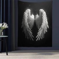 Black White Angel Wings Tapestry, Bohemian Mandala Wall Hanging For Living Room Bedroom Hippie Aesthetic Home Decor 40X60cm