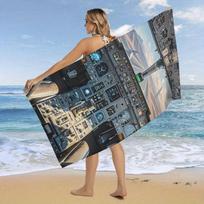 1Pc Airplane Cockpit Beach Towel Aviation Print Pilot Design Quick Dry Soft Microfiber Bath Towel For Men Travel Lovers 50x100cm(20x40in)