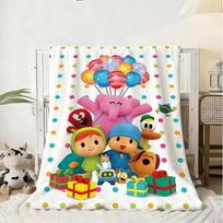 B-Boy-Girl-Pocoyo Mesti vaikišką flanelinį pledą Minkštas šiltas antistatinis skalbiamas visų sezonų 75X95CM