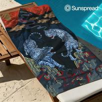Dual Blue Tigers Quick Drying Bath Towel Microfiber beach towel light weight swimming camping yoga beach out 50x100cm