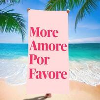 Y2K Aesthetic Amore Love Letter Microfiber Beach Towel Oversized Extra Large Girly Pink Typography Pool Blanket for Women Her 50x100cm