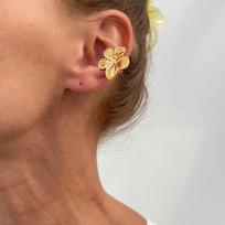 Retro Flower C Shape Ear Cuff Golded Metal Starfish Shell Ring Clip Silver Irregular Shape No Piercing Earrings Wear WHITE