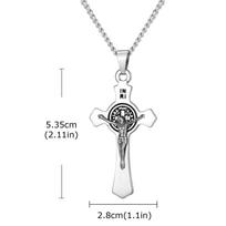 Vnox Stainless Steel Saint Benedict Cross Necklace, 28*53.5mm Jesus Crucifix Pendant Link Chain, Catholic Religious Gift for Men 50cm
