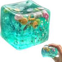 Streso malšinimo aklos dėžutės ledo kubelių Fidget žaislai - Sensoriniai žaislai su tikrais jūrų kriauklėmis, minkštas Fidget žaislas suaugusiems, netoksiškas, spaudžiamas