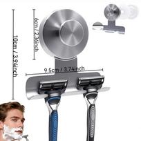 Stainless Steel Heavy Duty Suction Cup Shower Shaver Holder Bathroom Hooks for Shaver Towel Loofah Removable Metal Shaver Holder