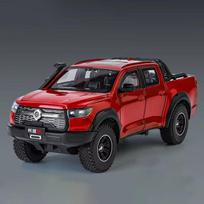 1:24 Scale POER Car Model Toy Alloy Diecast Free Wheeling Shock Absorption Sound Light Off-road Pickup Truck Models for Kids raudona
