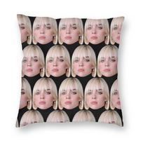 Billies Eilish Hip Hop Pillowcase Double-Sided Printing Polyester Cushion Cover Gift Throw Pillow Case Cover Chair Zippered Peach skin 18*18(CM)-1Pcs