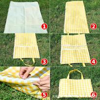 Portable Outdoor Plaid Picnic Mat - Thick, Moisture-proof, Foldable Seat Cushion for Camping Fabric Sample geltona