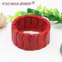 12x32 mm raudono kalakuto turkio akmens apyrankė, mados elastingas siūlas, vakarėlio rungtynės, moteriški papuošalai Naujųjų metų dovanos, papuošalų kūrimas / dizainas Red raudona