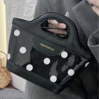 New Arrival Fashion Women's Small Crossbody Bag Black PU Leather Shoulder Bag Female Dots Hand Bags Casual Basket Top-handle Bag