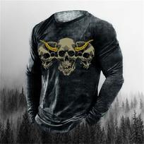 3D spausdinimas Vyriški apvaliu kaklu ilgomis rankovėmis Street Trend Hip-hop Oversized punk marškinėliai megztiniai Vintage Skull marškinėliai S