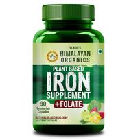 Vlado's Himalayan Organics Plant Based Iron Supplement for Women and Men with Folic Acid, Vitamin B12, Vitamin C – 100 Veg Capsules