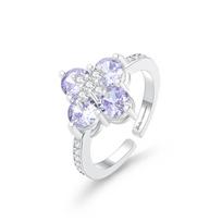 Barbie ring [Purple Lair* Four-leaf Clover Explosion Limited Edition]  element crystal, romantic purple single ring, adjustable TX2603023 violetinė