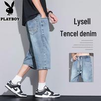 PLAYBOY Men's Washed Tencel Denim Capris L