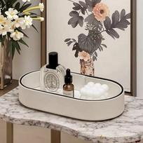 PU Leather Storage Box Home Entran Jewelry Organizer Box Desktop Cosmetics Misllaneous Tray Home Living Room Decoration