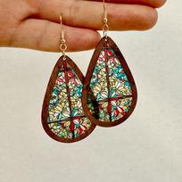 Dangle Earring Mosaic Stained Earrings Bright Water Drop Earrings  for Women Style 5
