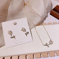 Vintage Rose Tulip Pendant Necklace Elegant Clavicle Choker For Women Party Wedding Jewelry