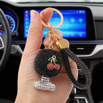 Shining Diamond Inlay Glass Cup Key Chain Car High-End Key Ring Lady Bag Delicate Pendant Ornaments Jewelry juoda