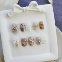 Hand-Painted Short Press-On Nails With Cat Eye Effect Cute Cartoon Design Ins Style Reusable Nail Tips Women Extra Small